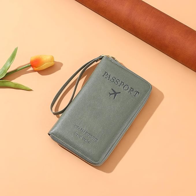 Leather RFID Blocking Passport Holder Travel Wallet, Passport Cover/Travel Wallet for Women/Men with