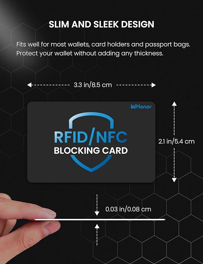 WHonor RFID Blocking Card 10 Pack, Bank Debit Credit Card Protector, Anti-Theft Contactless NFC Blocker, Entire Wallet Protection (10)