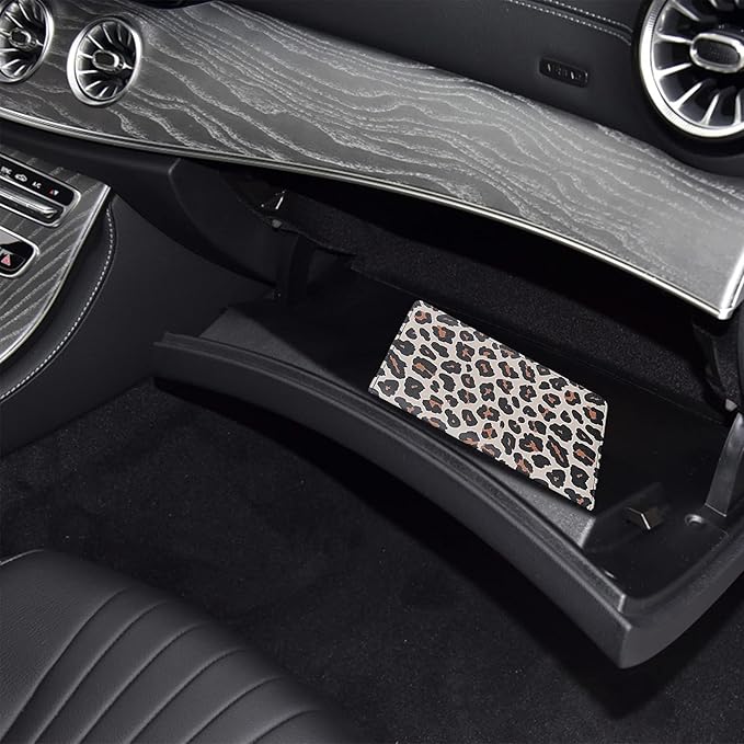 Premium Car Registration & Insurance Card Holder with Magnetic Shut, Vehicle Glove Box Car Organizer - For Documents, Cards, License (Leopard A)