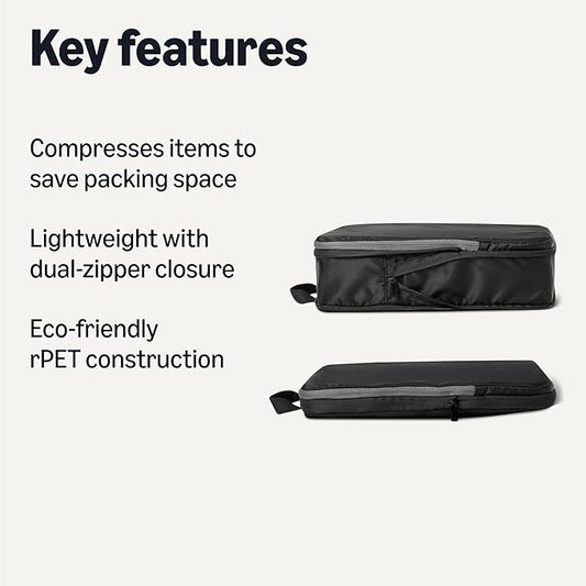 Amazon Essentials Ultralight Compression Packing Cubes Packing Organizer black 6 pack Black