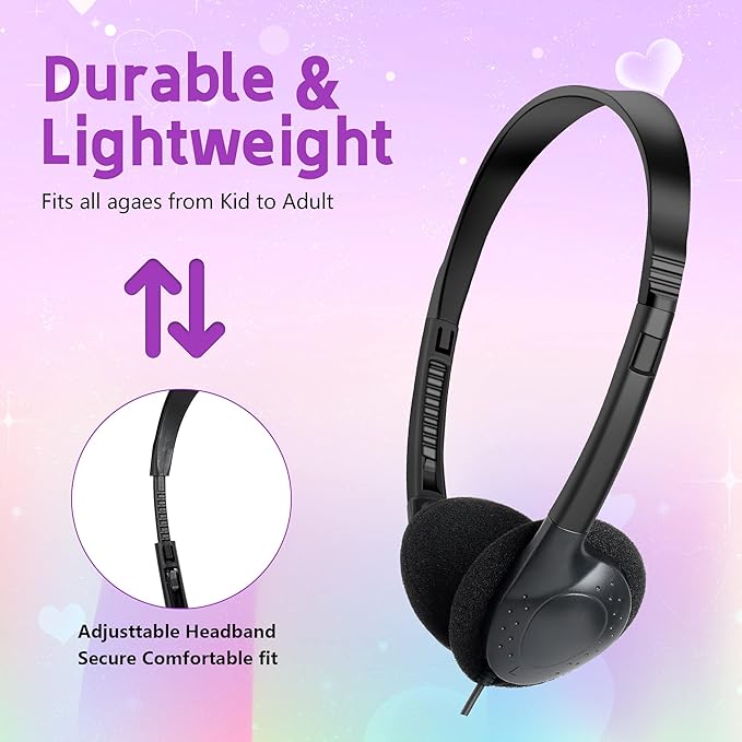 Kids Headphones Bulk 30 Pack for School Students Children Teen Boys Girls, Wholesale Headphones for Classroom Earphones,Group Learning, Computer Lab, Library, Online Lesson and Testing (Black)