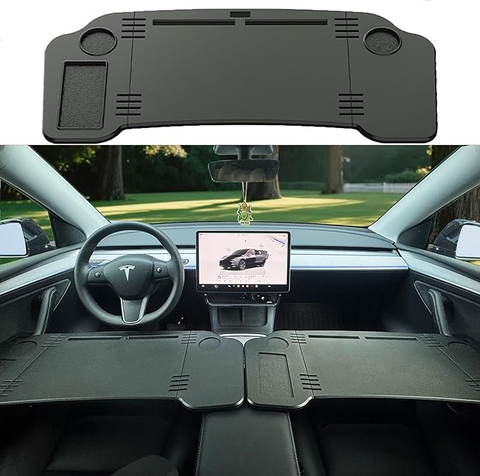 Foldable Car Desk for Tesla Model Y Model 3 Car Food Tray | Car Desk for Laptop | Car Tray Tesla Table | Steering Wheel Tray Table | Multipurpose Travel Car Accessories