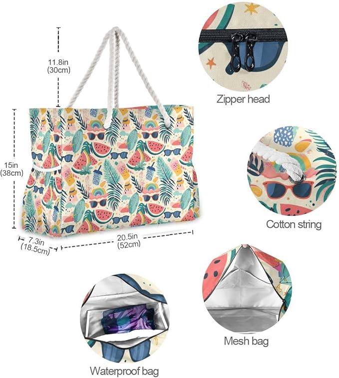 senya Large Beach Shoulder Bags Canvas Tote Water Resistant for Gym Travel Daily