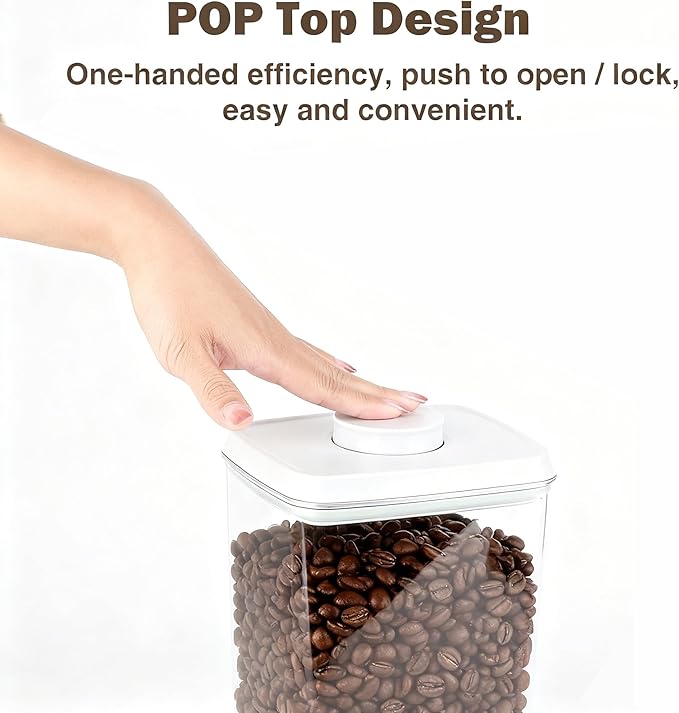 Hontent Pop Airtight Food Storage Containers with Lids Stackable Containers for Kitchen Pantry Organization Ideal for Cereal Snacks Flour Sugar Coffee and Spaghetti (gray, 4.2qt)