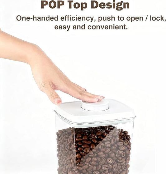 Hontent Pop Airtight Food Storage Containers with Lids Stackable Containers for Kitchen Pantry Organization Ideal for Cereal Snacks Flour Sugar Coffee and Spaghetti (gray, 4.2qt)
