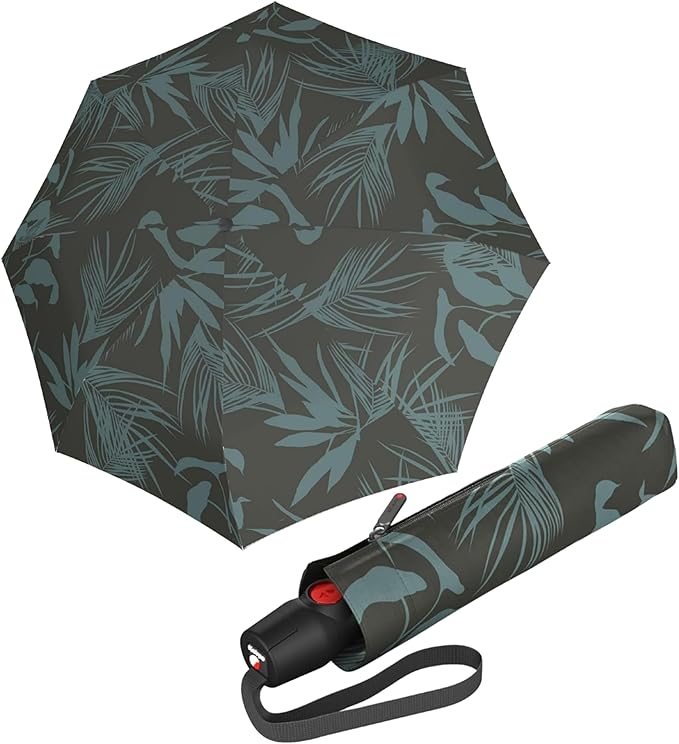 Knirps T.200 Duomatic Compact Rain Umbrella in Botany Olive– Wind Tunnel Tested to 93 mph, Aluminum Steel Fiberglass Frame, 38in Canopy, OEKO-TEX, High-Performance Automatic Travel Umbrellas
