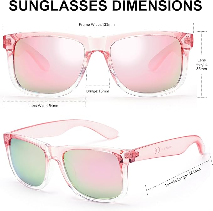 UV400 Polarized Sunglasses Men Women, Classic Square Lightweight Shades, Anti-Glare HD Trendy Sunnies for Leisure