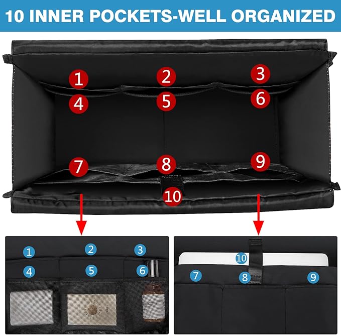 IBFUN Utility Tote Bag with 14/24 Pockets Zip Top Teacher Tote Bag for Teacher/Work Women