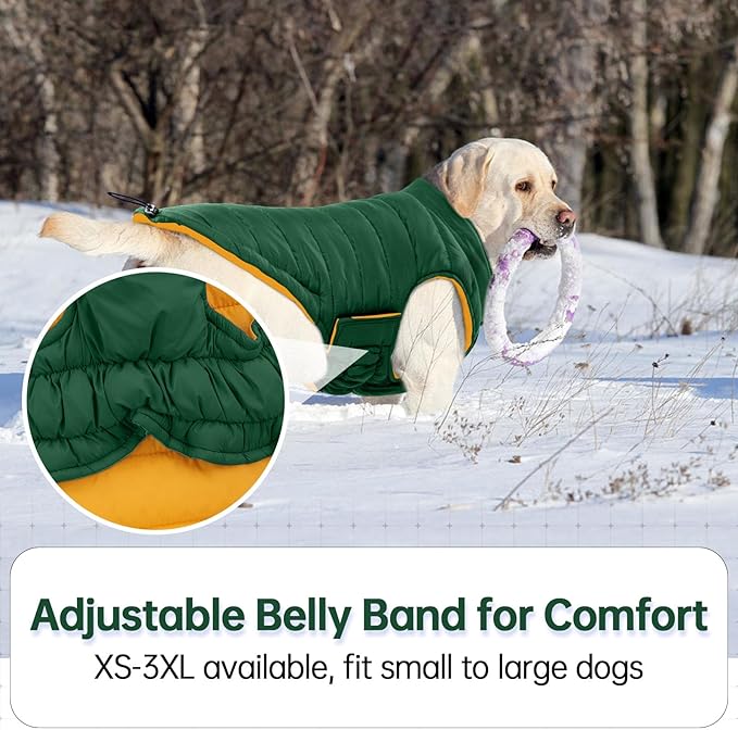 Lelepet Reversible Dog Coat Waterproof Dog Jacket Windproof Puffer Vest for Winter Warm Lightweight Coats for Large Dogs Adjustbale Hook & Loop Pet Apparel with Leash Hole, Boxer, Weimaraner, 2XL