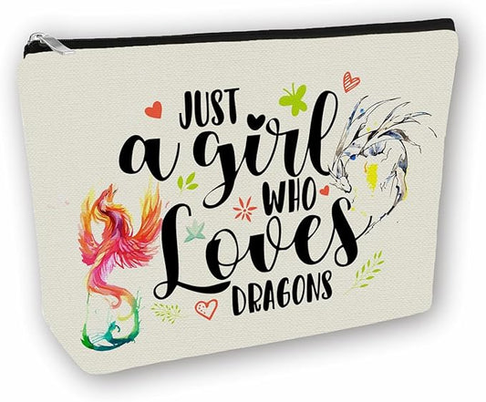 Dargon Makeup Bag Mom Gift: Perfect Cosmetic Bag Just A Girl Who Love Dargons For Daughters, Sisters, Friends,Teen Girls & Women.Ideal Gift For Travel, Birthdays, & Christmas.