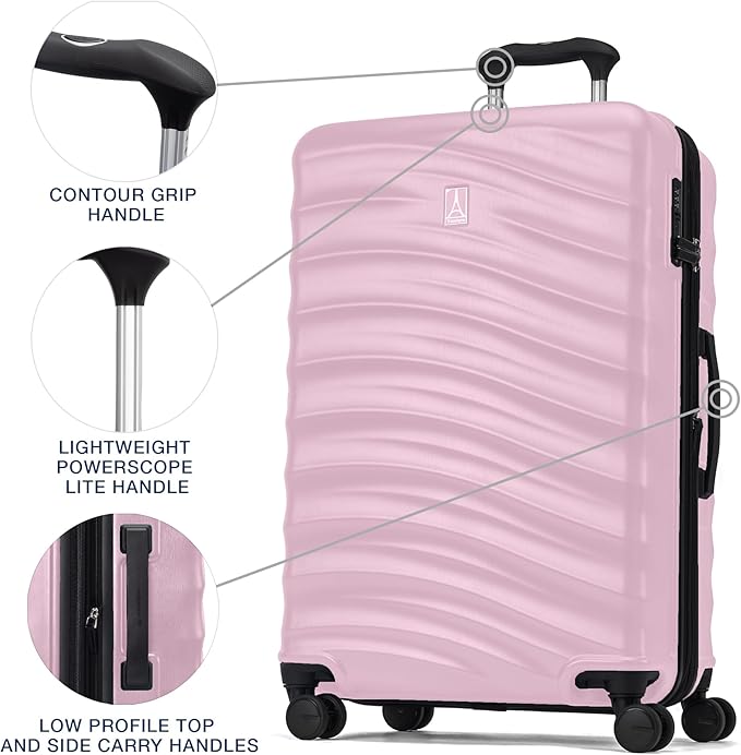 Travelpro Maxlite Air V2 Hardside Expandable Checked Luggage, 8 Spinner Wheels, Lightweight Hard Shell Suitcase, TSA lock, Pink, Checked Medium 25-Inch