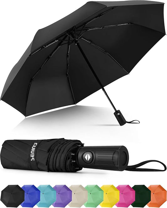 Seniny Windproof Travel Umbrella, Automatic Umbrellas for Rain, Portable & Compact Umbrellas for Backpack, Strong UV for Protection, Folding Small Sun Umbrella for Car, Walking