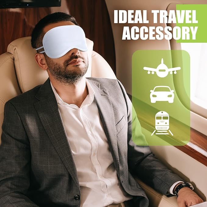 Tarpop 200 Pcs Eye Mask Sleeping Blindfold Eye Cover with Adjustable Strap for Games Party Team Building Travel Individually Wrapped Sleep Mask for Women Men(White)