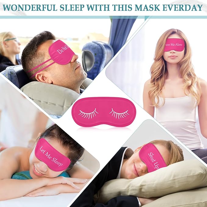Eurzom 20 Pieces Funny Eye Sleeping Mask Bulk with Adjustable Strap Blackout Eye Sleep Mask for Night Blindfold Cover for Women Men(Rose Red)