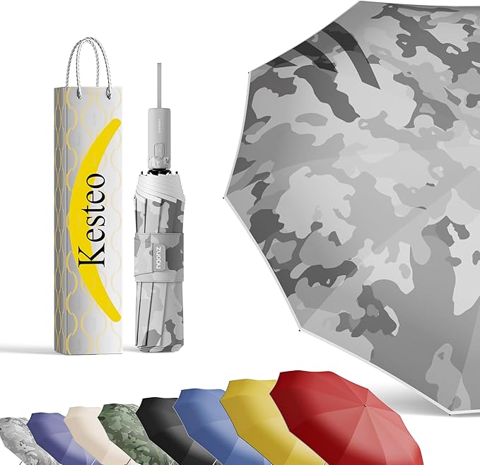 Windproof Travel Umbrella for Rain, Withstand 85MPH Winds, 54 Inch Automatic Reverse Fold Umbrellas Easy Auto Open Close, Portable Compact Umbrella Includes Cover Bag, Perfect for Travel, Car, Commute, Women Men, Backpack