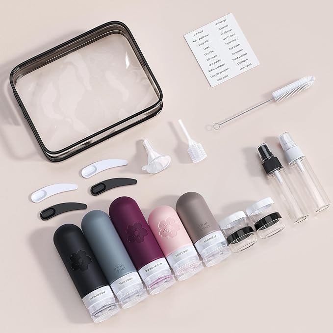 20Pack Travel Bottles for Toiletries, Silicone TSA Approved Travel Size Containers, Travel Essentials Leak Proof Refillable Liquid, Travel Shampoo and Conditioner Bottles