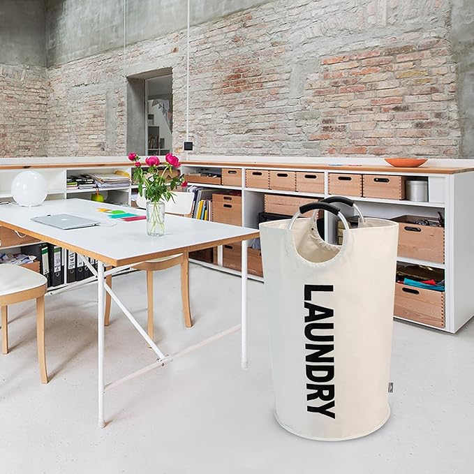 DOKEHOM 125L X-Large Laundry Basket, Collapsible Laundry Bag, Freestanding Tall Clothes Hamper, Foldable Washing Bin (Beige)