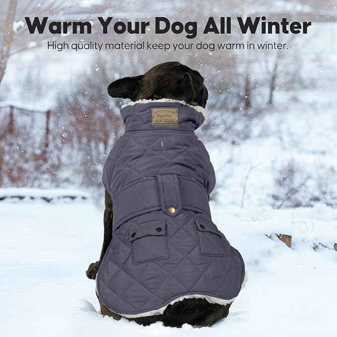 KYEESE Dog Coat Warm Pet Winter Puffer Coat with Leash Hole Windproof Dog Coats for Small Dogs Waterproof Dogs Jacket with Fleece Lined Soft Pet Sweater for Cold Weather Thick Pets Clothes with Pocket