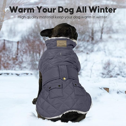 KYEESE Dog Coat Warm Pet Winter Puffer Coat with Leash Hole Windproof Dog Coats for Small Dogs Waterproof Dogs Jacket with Fleece Lined Soft Pet Sweater for Cold Weather Thick Pets Clothes with Pocket