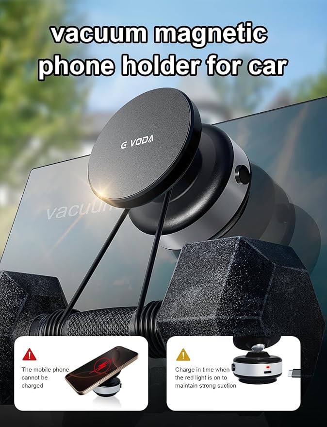 for Suction Phone Mount, 360° Electric Vacuum Magnetic Phone Holder,Only on Car/Gym/Mirror/Smooth Surface/Vlogging Travel,Content Creator Phone Holder Compatible with All Smartphones （Silver）