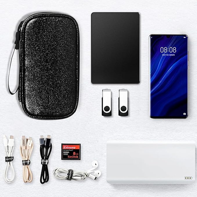 Skycase Electronic Organizer Travel Case - Waterproof Travel Cord Pouches for Organization, Cable Organizer, All-in-One Double Layers Storage Bag for Accessories, Charger, Cable, Black-1