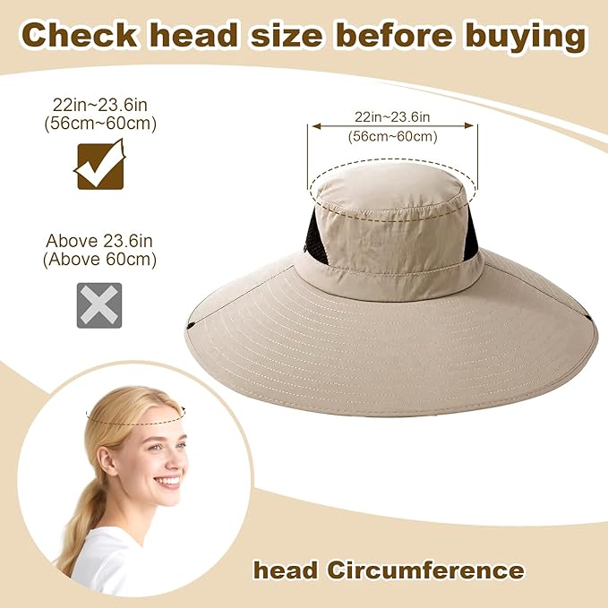 Super Wide Brim Fishing Hat for Men and Women,UPF50+ Waterproof Bucket Hat for Fishing, Hiking, Camping