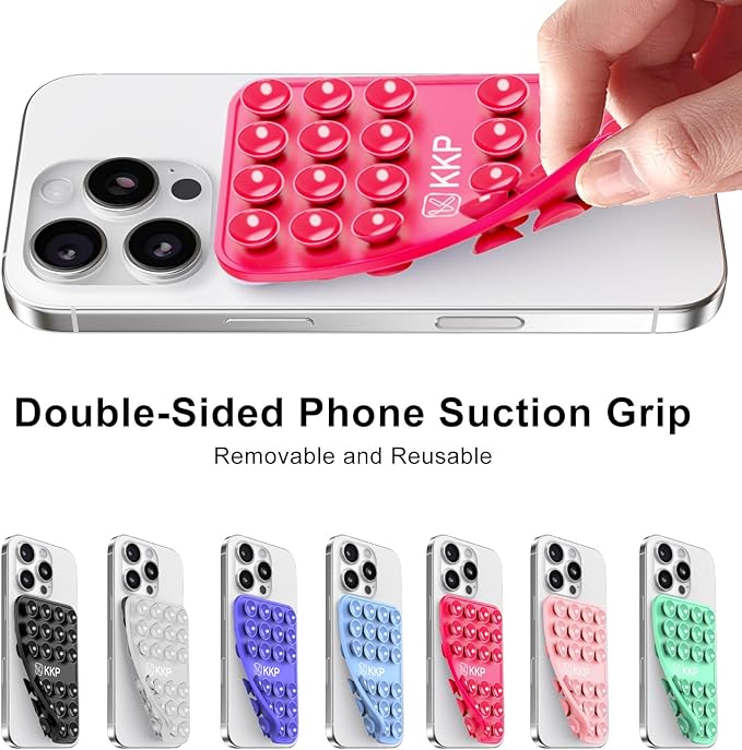 KKP Classic MAX - Silicone Suction Phone Case Adhesive Mount - Hands-Free, Strong Grip Holder for Selfies and Videos - iPhone and Android Compatible - 2.6″ x 3.9″