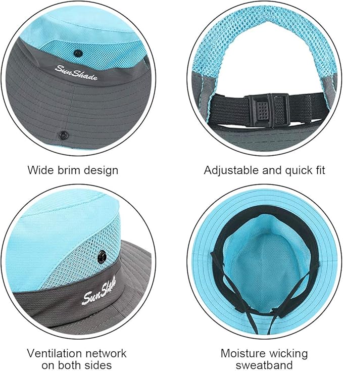 Sun Hats for Women Beach Hat Ponytail Hat Womens Sun Hat with UV Protection Wide Brim