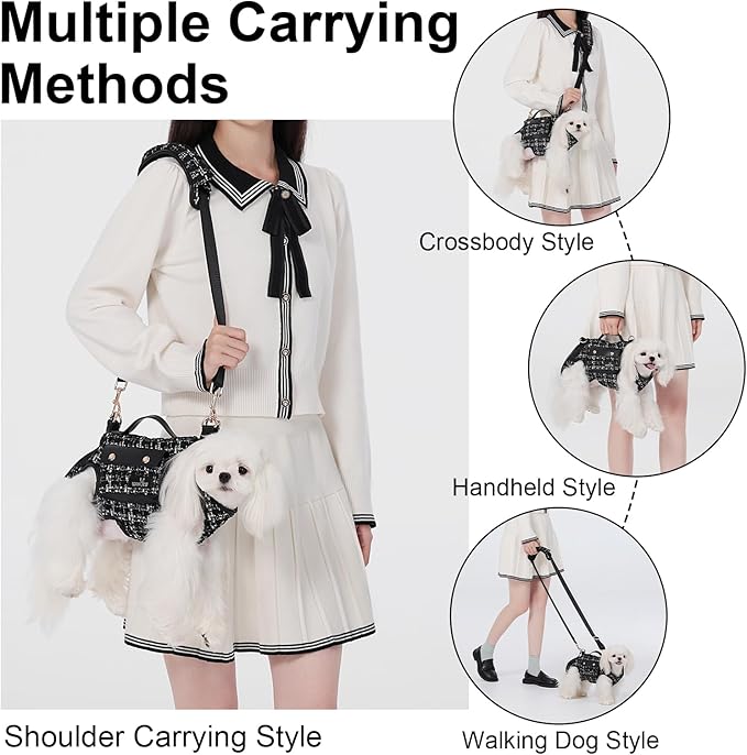 Wakytu Dog Lift Harness Dog Carrier Dog VES Harness Adjustable Dog Leash with Small Puppy Treat Bag（Black,L）