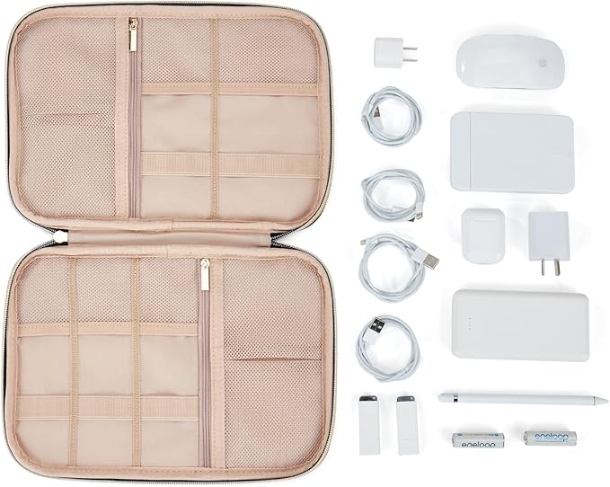 NISHEL Travel Cord Organizer Case, Tech Electronic Bag, Essentials for Charger, Cable, Phone, Hard Drive, USB, SD Card, Black