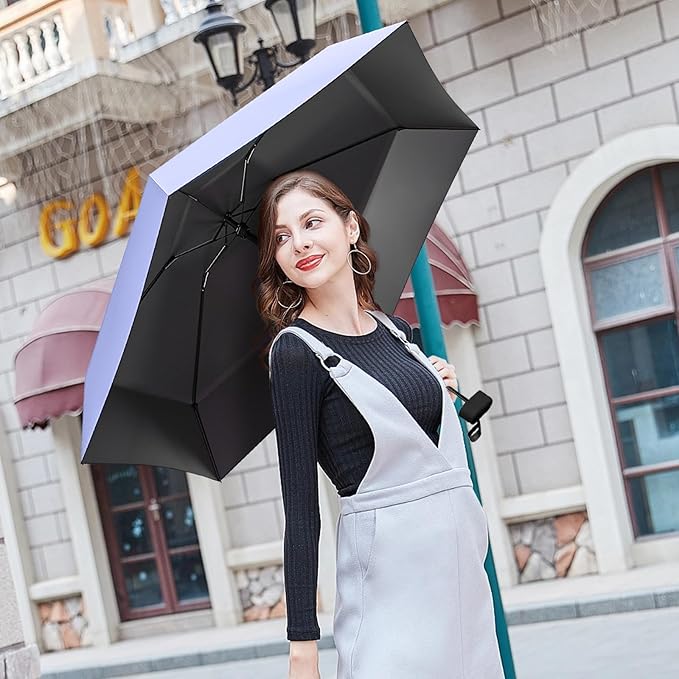 Travel Mini Compact Folding Umbrella with Case - UV Sun & Rain Protection, Lightweight Portable Pocket Umbrella for Women Men Kids, Fits Purse Backpack