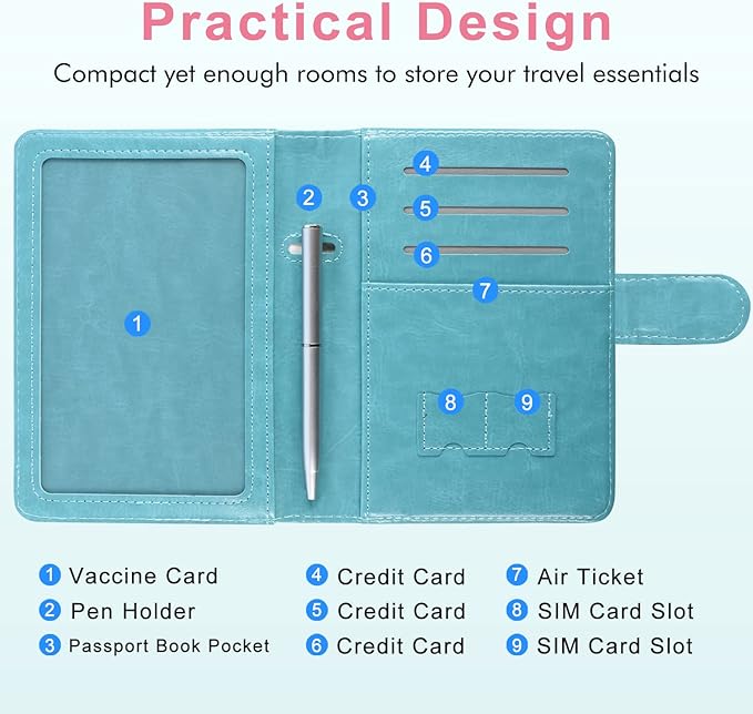 Caweet Passport and Vaccine Card Holder Leather Vaccination Card Wallet with Magnetic Closure, Tribal Totem