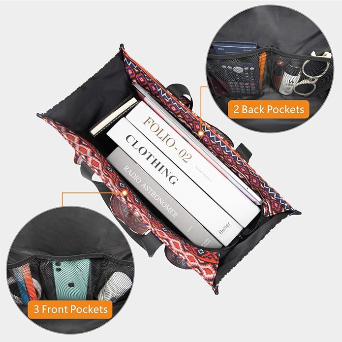 TOPDesign Utility Water Resistant Tote Bag with 13 Pockets, Top Zipper Closure & Thick Bottom Support, for Working Women