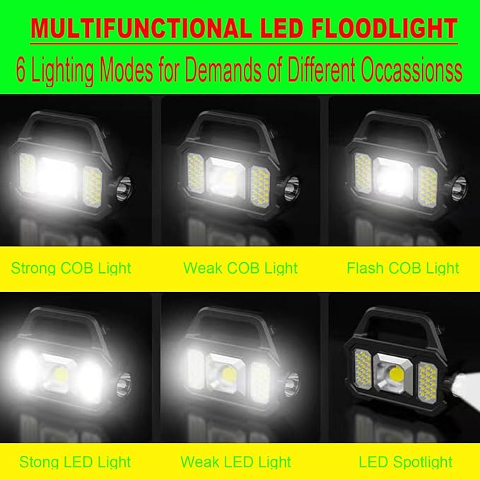 Rechargeable Solar LED Searchlight Lantern, Super Bright 6000LM Handheld Spotlight, Multifunctional LED Camping Lamp Flashlight, 6 Light Modes, Waterproof IPX4, for Emergency, Home
