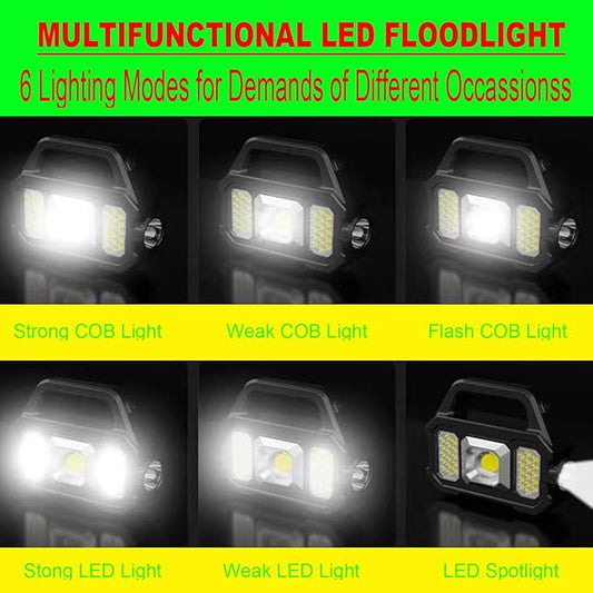 Rechargeable Solar LED Searchlight Lantern, Super Bright 6000LM Handheld Spotlight, Multifunctional LED Camping Lamp Flashlight, 6 Light Modes, Waterproof IPX4, for Emergency, Home