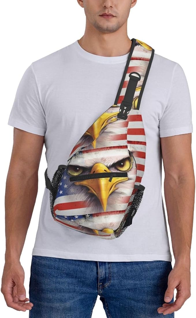 American Flag Sling Bag Multipurpose Crossbody Sling Backpack Travel Cycling Hiking Shoulder Bag For Women Men