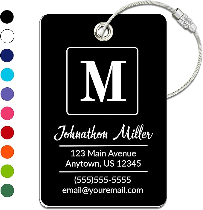 Personalized Luggage Tag | Custom Luggage Tags for Suitcases | Kids Backpack Tag | 10 Color Options & Choose Font, Font Color