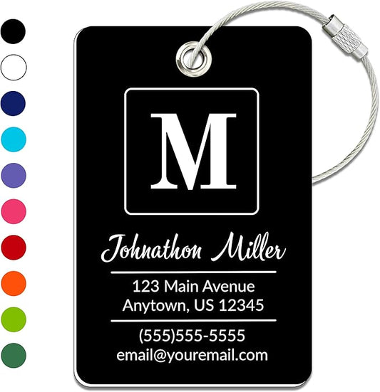 Personalized Luggage Tag | Custom Luggage Tags for Suitcases | Kids Backpack Tag | 10 Color Options & Choose Font, Font Color