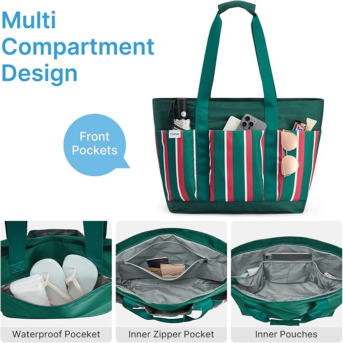 G4Free Beach Bag,Waterproof Beach Tote Pool Bags for Women,Compatible with Stanley Cup,Foldablefor Weekender Travel