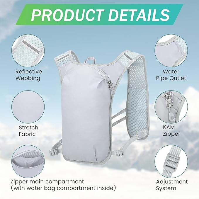 TUIKEN Small Hiking Backpack 10L - Lightweight Packable Foldable Backpack for Travel Camping Outdoor Commute, Compact Rucksack for Women Men(Grey)