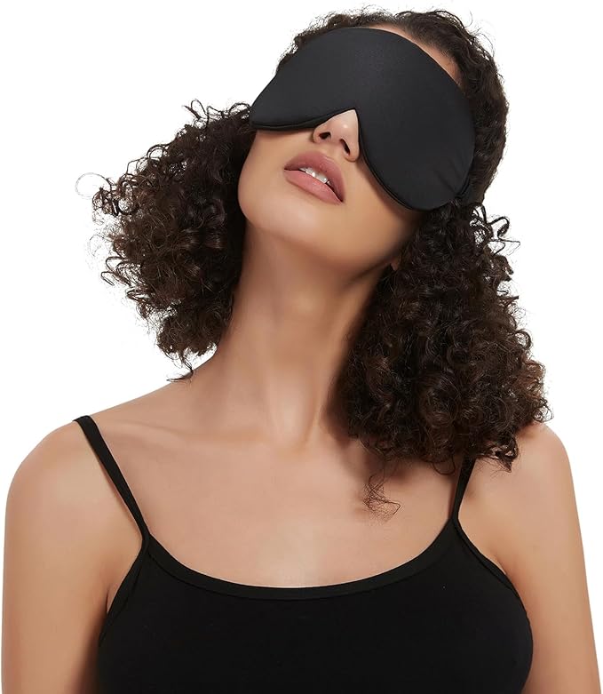 ALASKA BEAR Sleep Mask with Silk-Covered Headband for Hair Care, Silk Eye Mask Comfortable Scrunchy Band Over Ears (Built-in Contour Insert, Luxury 22 Momme)