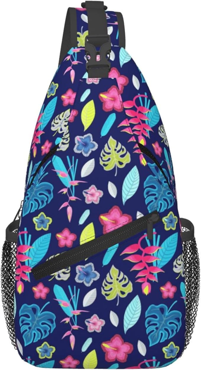 Hawaii Tropical Palm Sling Backpack Crossbody Bag Casual Chest Bags Travel Hiking Daypack Shoulder Bag for Women Men