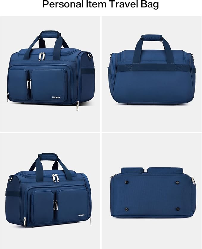 MILADA Underseat Carry On Luggage Bags for Travel Lightweight Foldable Carry On Bags for Airplanes Small Duffle Bag for Men Women Personal Weekend Overnight Travel Tote Bags, Blue
