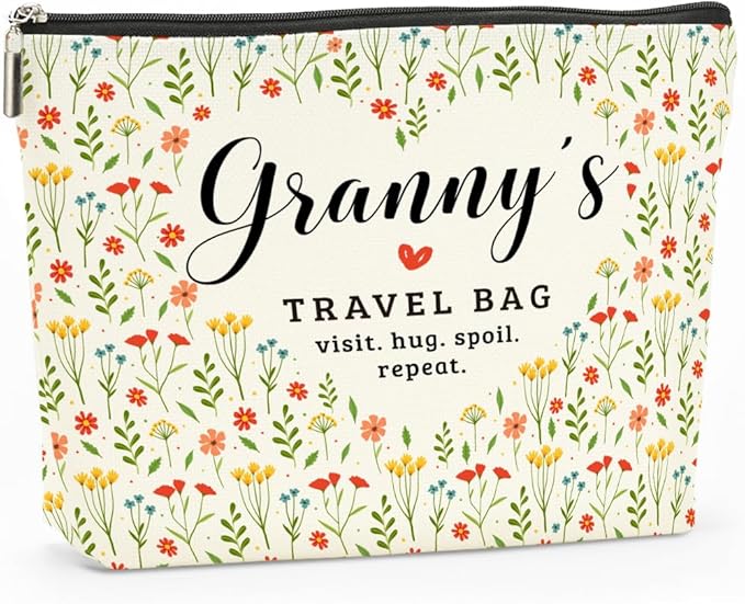 Granny's Travel Bag Mothers Day Makeup Bag Granny Grandma Gifts Grandma Birthday Gifts Funny Coloful Floral Cosmetic Bag for Women Nana Gigi Mimi Nanny Granny Chirstmas Appreciation Retirement Gifts