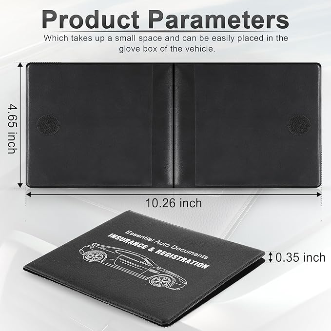 UYYE Car Registration and Insurance Card Holder, Vehicle Glove Box Car Organizer, Interior Car Accessories for Documents, Cards, License - 2 Pack