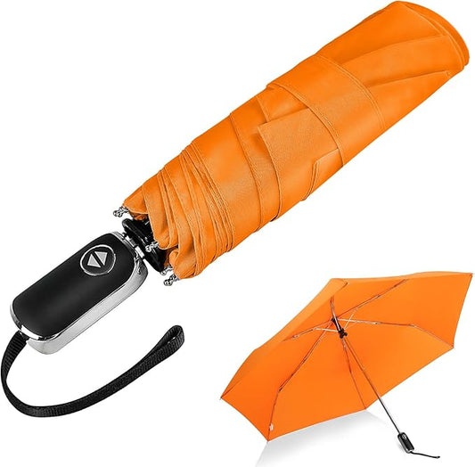 LEAGERA Compact Travel Umbrella for Purse - Flat Handle, Waterproof for Light Rain