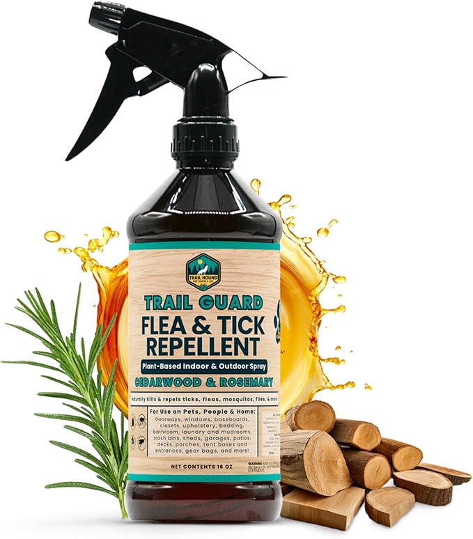 Trail Guard Natural Extra Strength Insect, Flea and Tick Spray for Dogs, Cats, People & Home (16oz, Cedarwood & Rosemary)