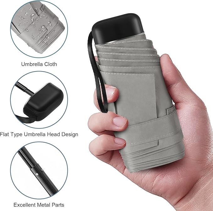 LEAGERA Compact Travel Umbrella with Case - Mini Umbrella for Purse, Small Lightweight &Tiny Design Perfect for Parasol Outdoor Sun&Rain Umbrellas