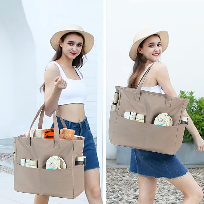 Bluboon Waterproof Beach Tote Pool Bags for Women Ladies Extra Large Carry On Bag With Wet Compartment for Weekender Travel