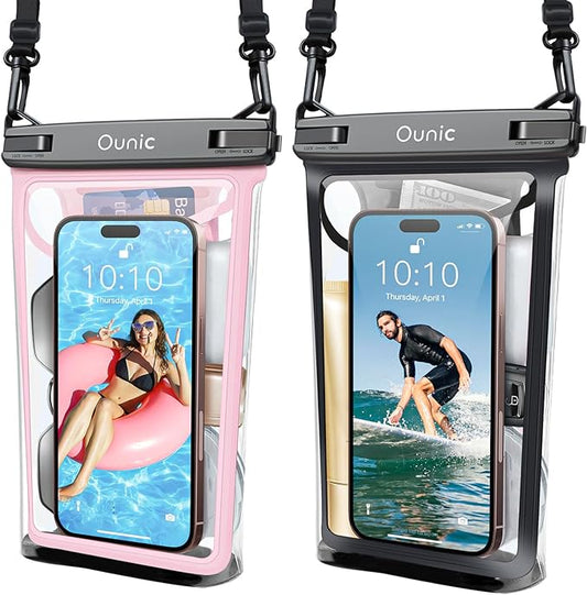 Large Waterproof Phone Pouch, Floating Waterproof Pouch for iPhone 16 15 14 13 12 Pro Max Galaxy S25 S24 S23, Adjustable Lanyard, IPX8 Waterproof Bag for Beach Cruise Swimming Rafting Boating